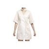 Jordan Vestido feminino casual esportivo com estampa de bloco de cores e cintura ajustável, manga curta, branco e rosa, CV3466-219