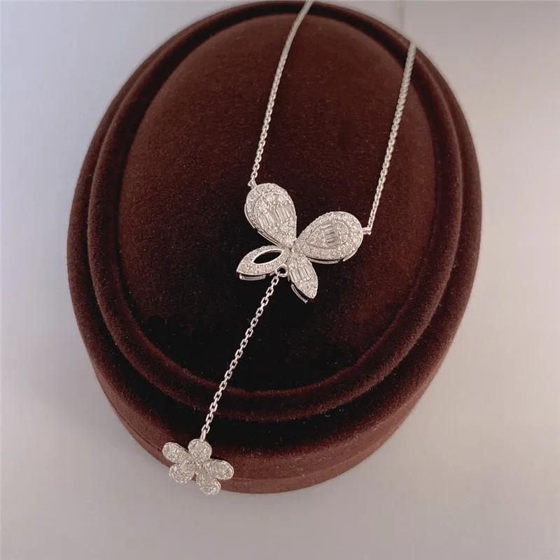 NEW Hot Sale 925 Sterling Silver AAA Zircon Diamond Smile Necklace Simple Design Fashion Women Jewelry Wedding Party Gift