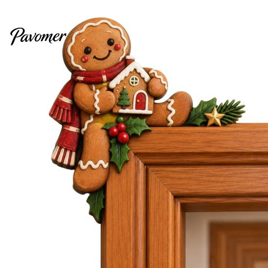 Holiday Door Decor Christmas Wooden Topper, Funny Snowman Nutcracker Penguin Angel Santa Claus Indoor Decoration Frame Corner Sign for Window