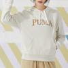Puma Letter Print Casual Hoodie With Large Pockets Women hoodies Khaki 682176-87