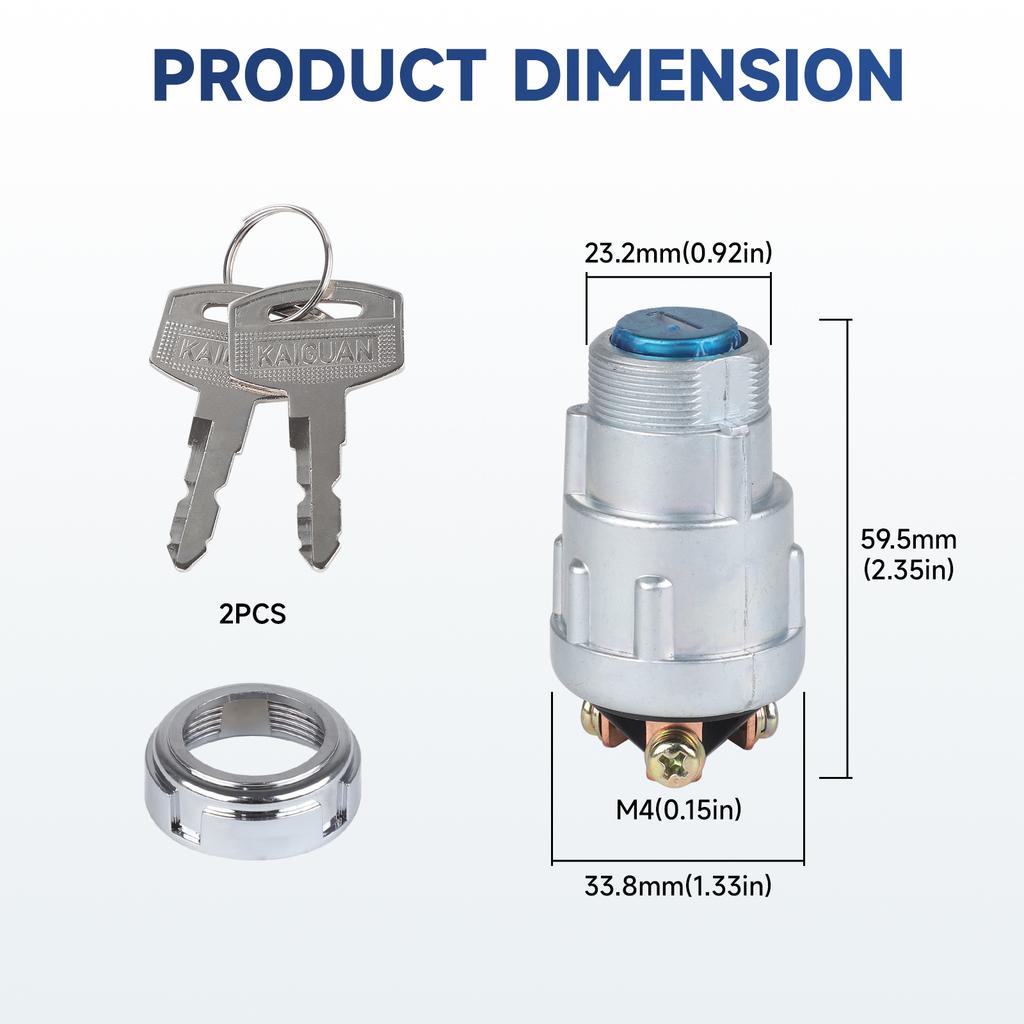 New 12V Universal 3 Position 3 Terminal Engine Ignition Switch 2 Keys For Car Motorcycle Tractor Forklift Truck Scooter Trailer