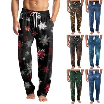 Men's Knitted Fashion Print Pocket Casual Pants Pajama Pants