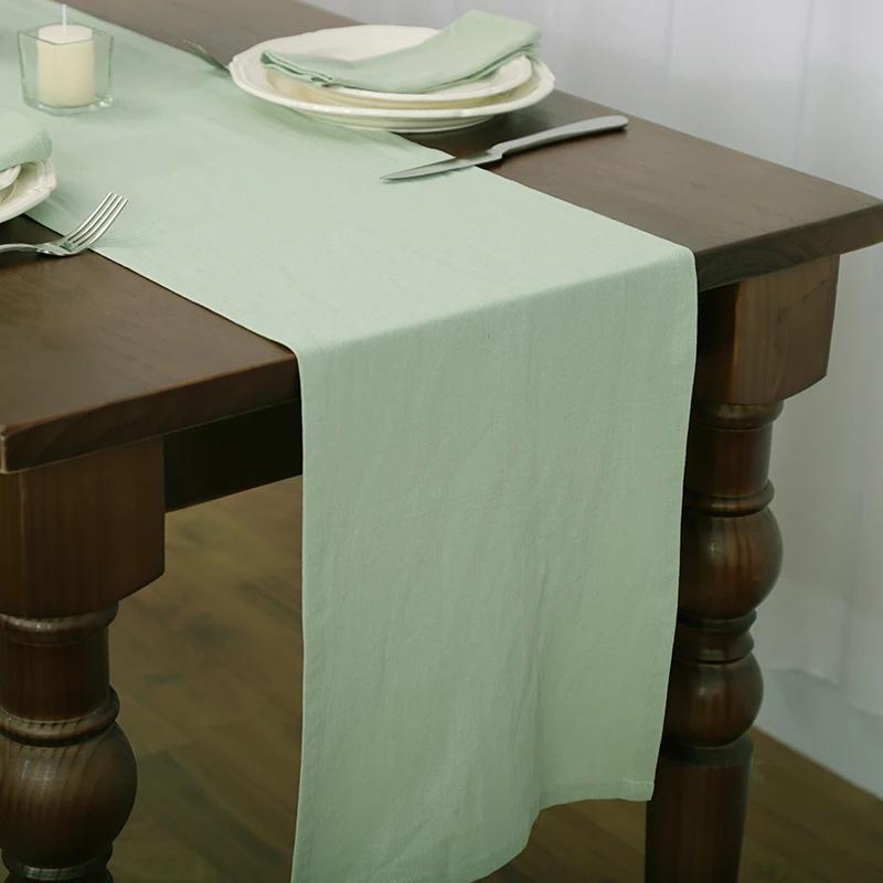 100% Cotton Ruffle White Table Runners For Rustic Wedding Decoration Baby Shower Birthday Party Living Room Kitchen Dinner Decor