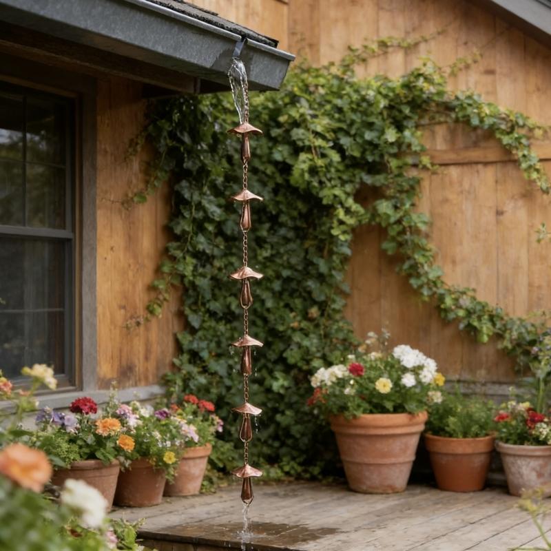 IJzeren Paddenstoel Regenketting, Handgemaakte Metalen Regenafleider voor Dakgoten, Decoratieve Buiten Regenketting Vervanging voor Regenpijpen, Tuin Terras Tuin Kunst