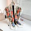 20252025 winter new fashion flower shawl office with warm velvet scarf decorative bag headscarf women