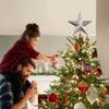 Christmas Tree Topper Christmas Decorations Star Topper with LED Light Battery Operated Holiday Decor for Shop Festival Wedding