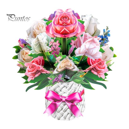 3D Pop Up Flower Bouquet Card Paper Flower Vase Greeting Cards for Mother's Day Congratulations Graduation Anniversary Birthday