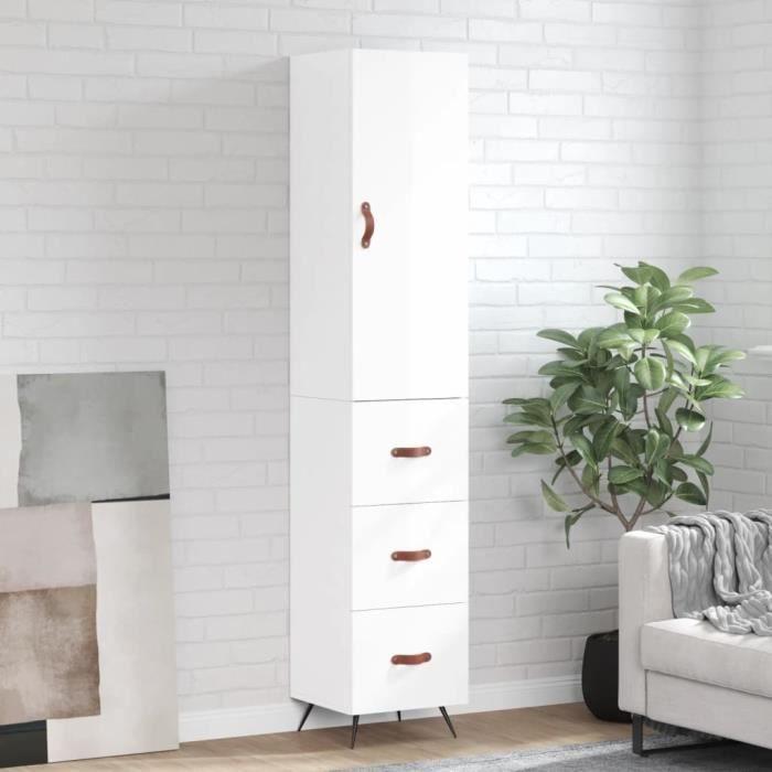 VidaXL Highboard Glossy White 34.5x34x180 Cm Engineered Wood 3198827