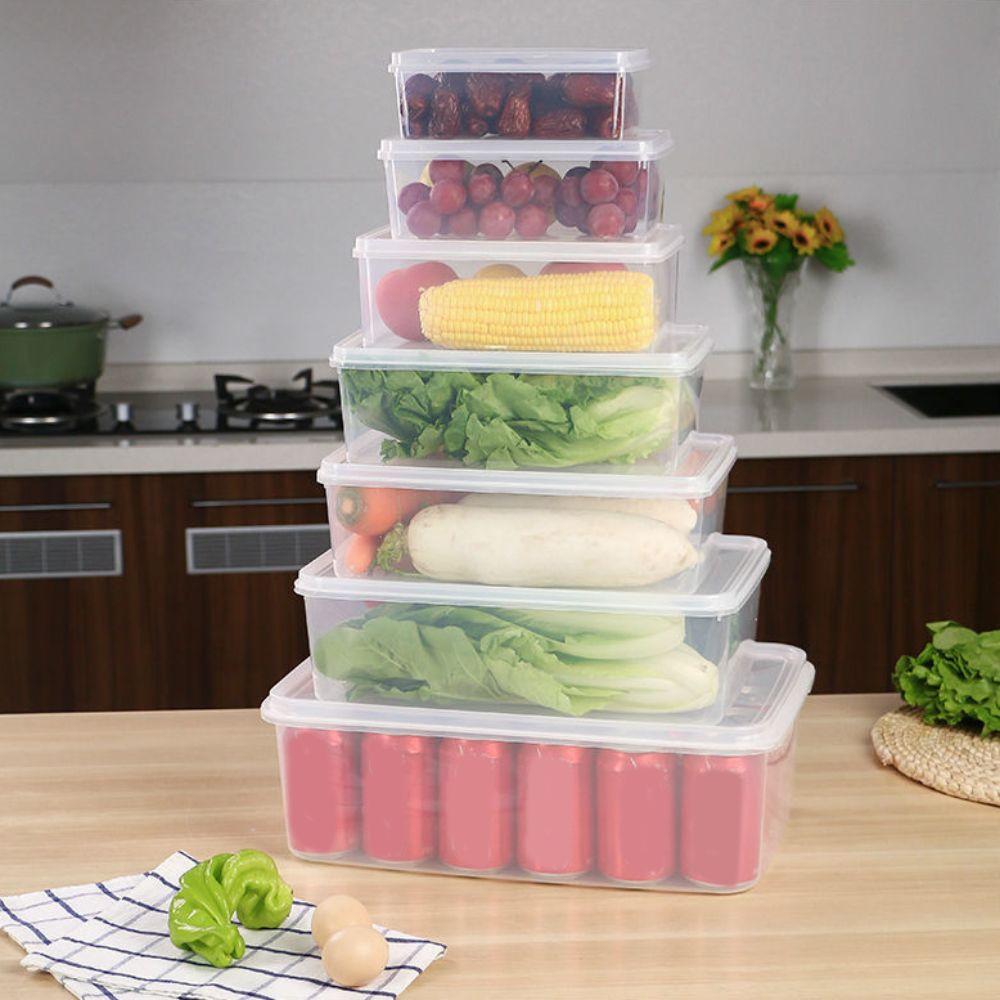 Resuable Kitchen Storage Box Rectangular Food Sealed Case Transparent Storag Box  Kitchen Organizer