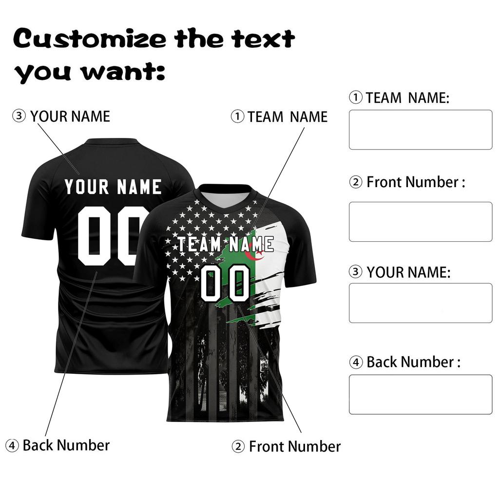 DIY Short Sleeve Sports Jersey Top with Printed Flag Pattern for Men and Women Athletic Crew Neck T Shirt for Custom Teamwear