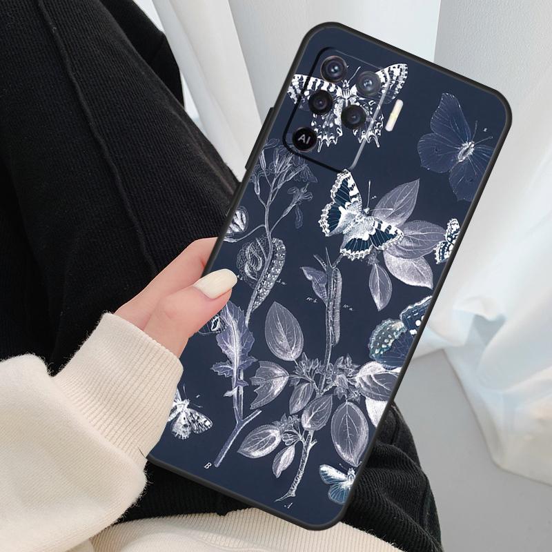 Schmetterlingsblumen Hülle Für Oppo A54 A74 A94 A18 A57 A17 A77 A38 A58 A78 A98 A80 A60 A40 A96 A76 A16 A15 A5 Pro