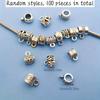 100Pcs Clasp Bail Beads Charms Bail Tube Beads, Loose Spacer Bead Hanger Charm For Jewelry Making DIY Necklace Bracele