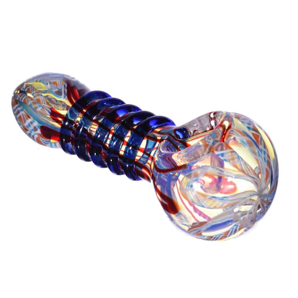 4" Glass Smoking Pipe Outside Bowl Hand Pipe Fumed Colorful Changing