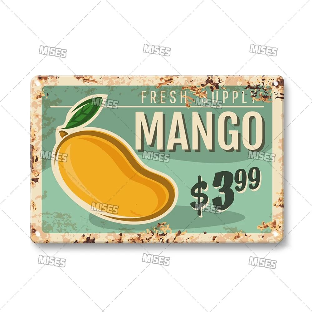 MISES Vegetable And Fruit Metal Tin Sign Retro Metal Plaque Decorative Plate Man Cave Studio Farm Metal Sign Kitchen Wall Plate