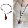 Korean Sunflower Oval Burgundy Pendant Necklace - High-End Women's Sweater Chain 2024