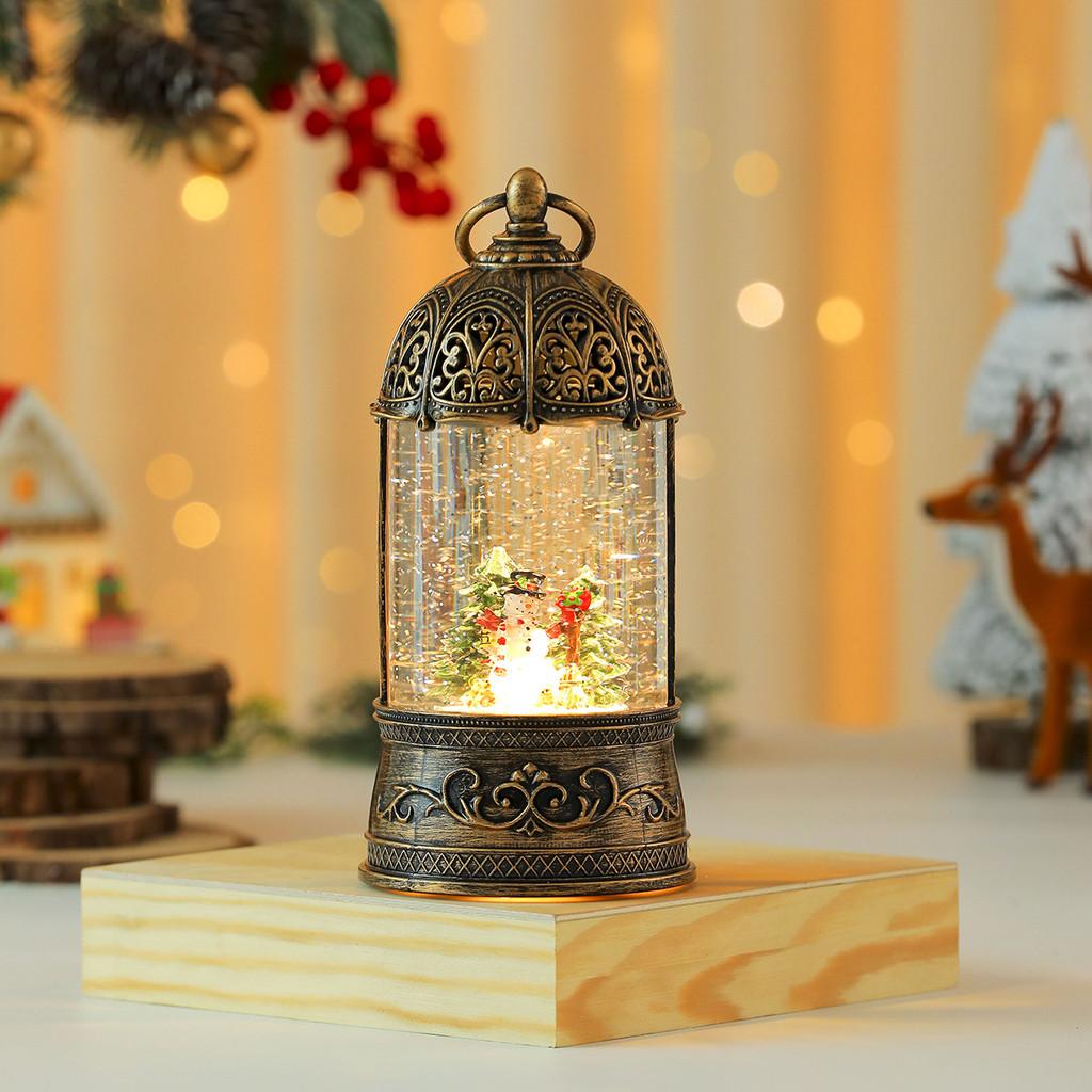 Christmas Music Box Golden Bird Cage Ornament With Santa Claus And Snowman Decor For Holiday Gift