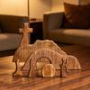 Crèche en bois représentant un tombeau vide, avec scène de la Nativité et de la Résurrection, pour la maison, le bureau ou l'église. Décoration religieuse pour Pâques.