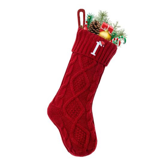 Christmas Stockings with Initials 18 Inches Large Embroidered Letter Christmas Stocking Monogram Knitted Stocking for Famliy Holiday Xmas Tree
