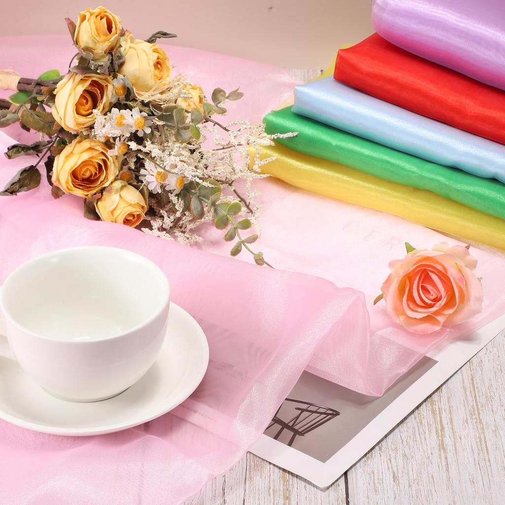 Organza Tulle Roll Fabric 60" Bridal Solid Sheer Organza Crystal Organza Sheer Silky Fabric for DIY Craft Table Home Decoration