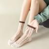 Plaid Kristall Seide Socken Frauen Casual Mode Sommer Elastische Lange Socken Koreanischen Stil Harajuku Ultra-dünne Transparente Frauen Socken