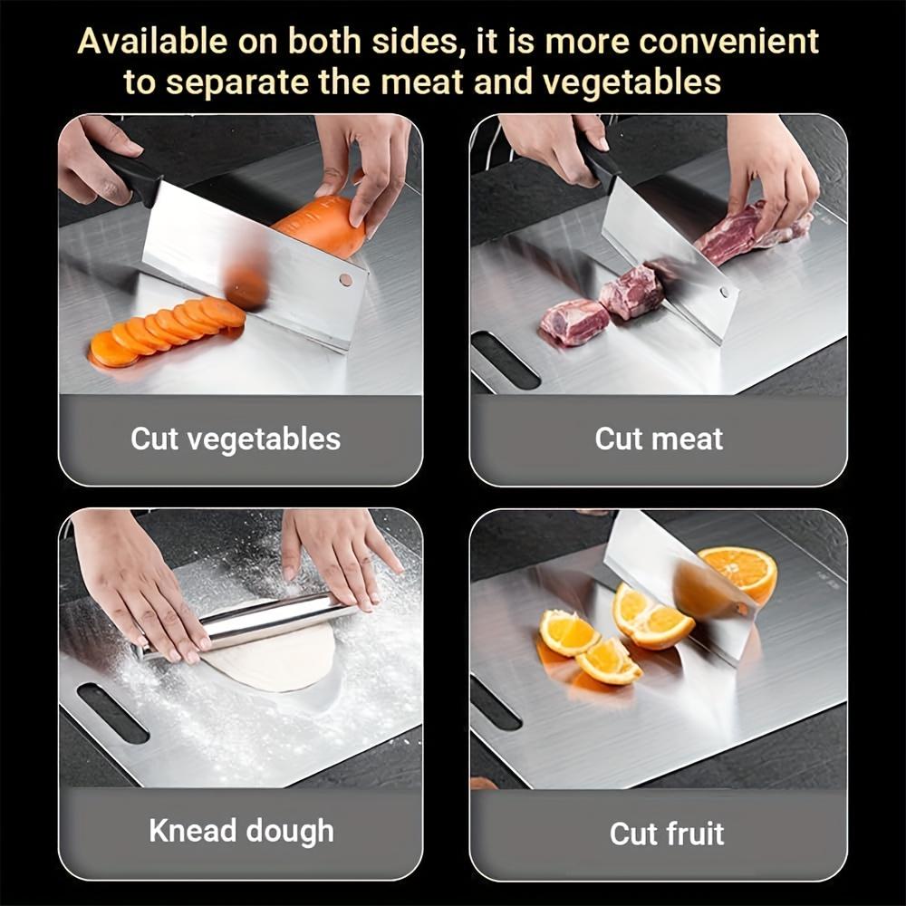 100% Titanium Cutting Board Set of 3, Large Medium Small Double-Sided Metal Chopping Boards for Kitchen