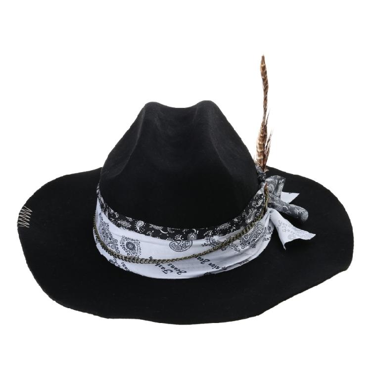 

Vintage Cowboy Hat Music Festival Party Hat Masquerade Accessories Fedora Cap чорний