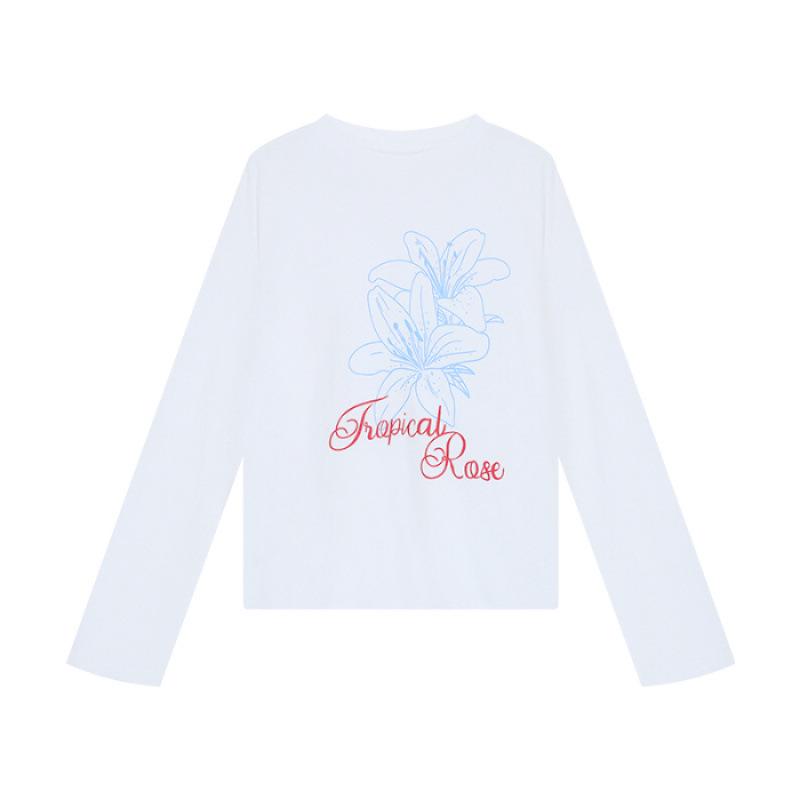 

Women s Korean Lazy Style Crew Neck Long Sleeve T-Shirt - Niche Casual Summer Top Extra Large белый