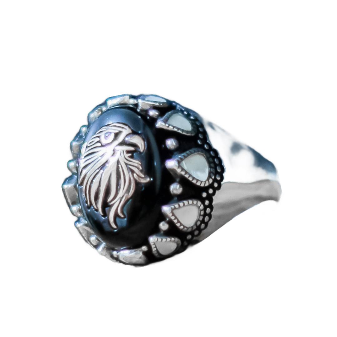 

Мужское кольцо из серебра с головой орла в подарок парню 7