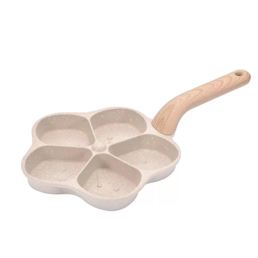 "Frigideira Antiaderente de Pedra Maifan para Omelete - Mini Frigideira de 4 Furos para Café da Manhã e Panquecas"
