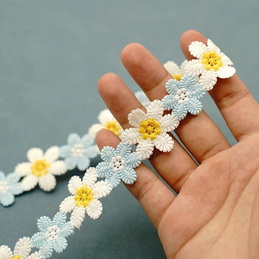 5yard Water soluble sunflower embroidery lace trim diy collar clothing accessories skirt edge decoration lace for sewing clothes