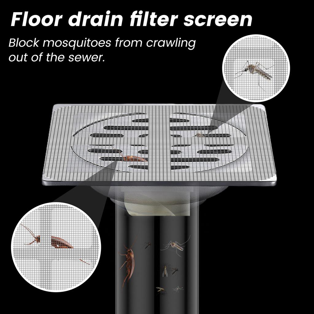 50/240Pcs Hair Drain Stickers Self Adhesive Shower Drain Protector 10x10cm Sink Drain Strainer Hair Stopper Shower Drain Cover