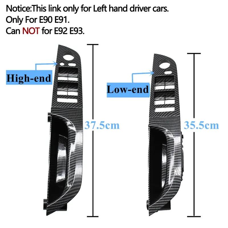 For BMW 3 Series E90 E91 316 318 320 325 Upgraded LHD RHD Carbon Fiber Inner Door Pull Handle Kit Panel Trim Cover Replacement