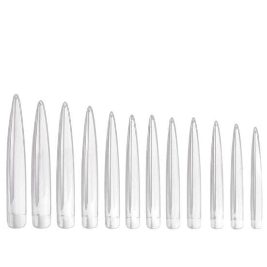 

120 шт./пакет, удлиненные накладные ногти в форме стилета из АБС-пластика, натуральные тонкие накладные ногти для салона прозрачный