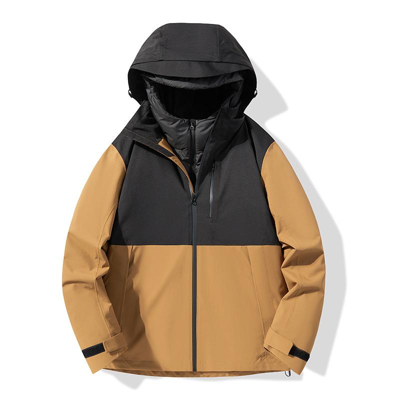 Winter Quality Couple Three-in-one Tibetan Hat Down Solid Color Jacket Sports Outdoor Jacket