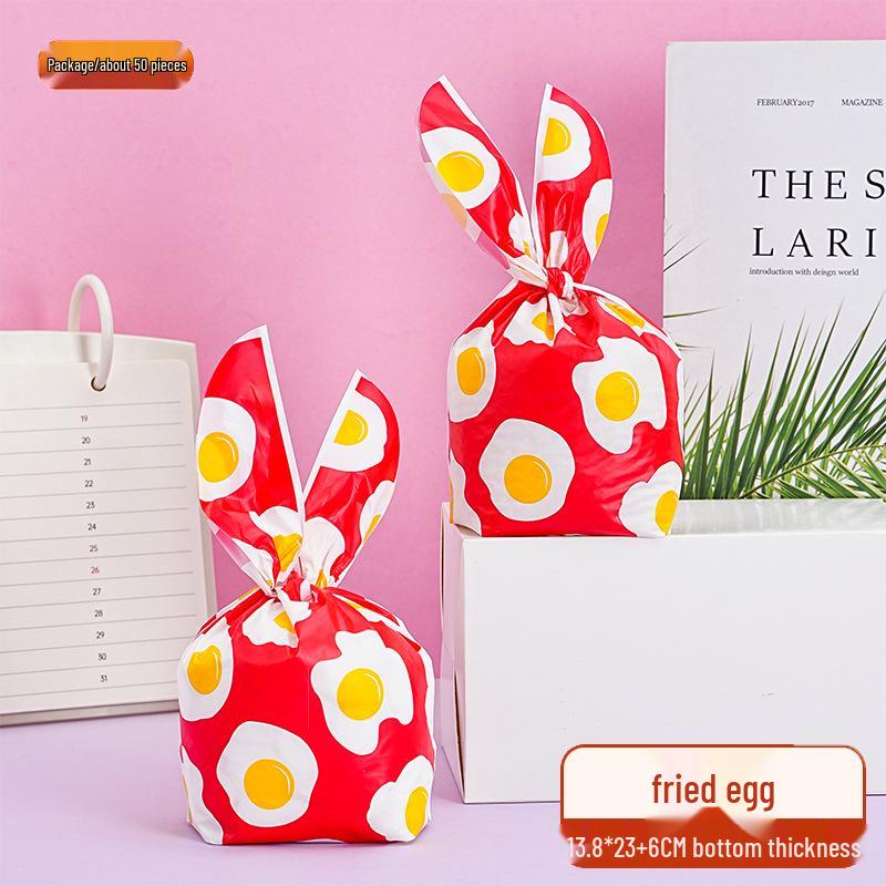 2025 Cartoon Rabbit Ear Plastic Bags for Snacks & Baking - Gift Set of 50