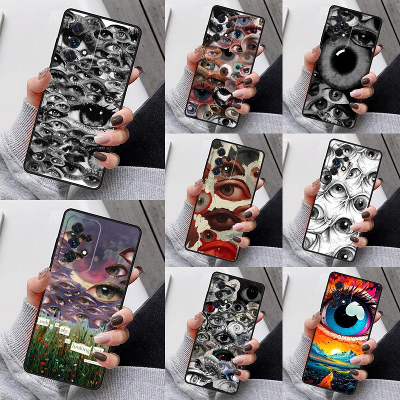 Eye Illustration Phone Case For Samsung Galaxy S25 S23 S30 S8 S21 S20 FE S24 S22 Note 10 20 S8 Plus Lite Ultra