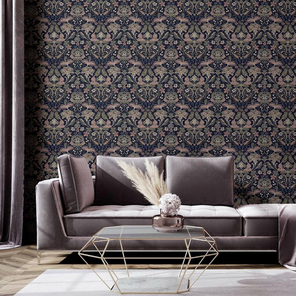 World Of Wallpaper Folk Floral Textured Wallpaper