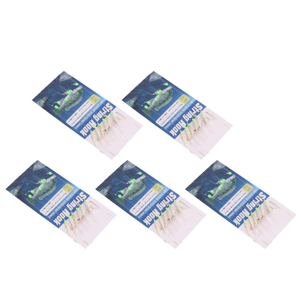 5 Sets Soft Fish Skin Fishing Rigs with Luminous Beads Fishing Lure Rigs Saltwater Fishing