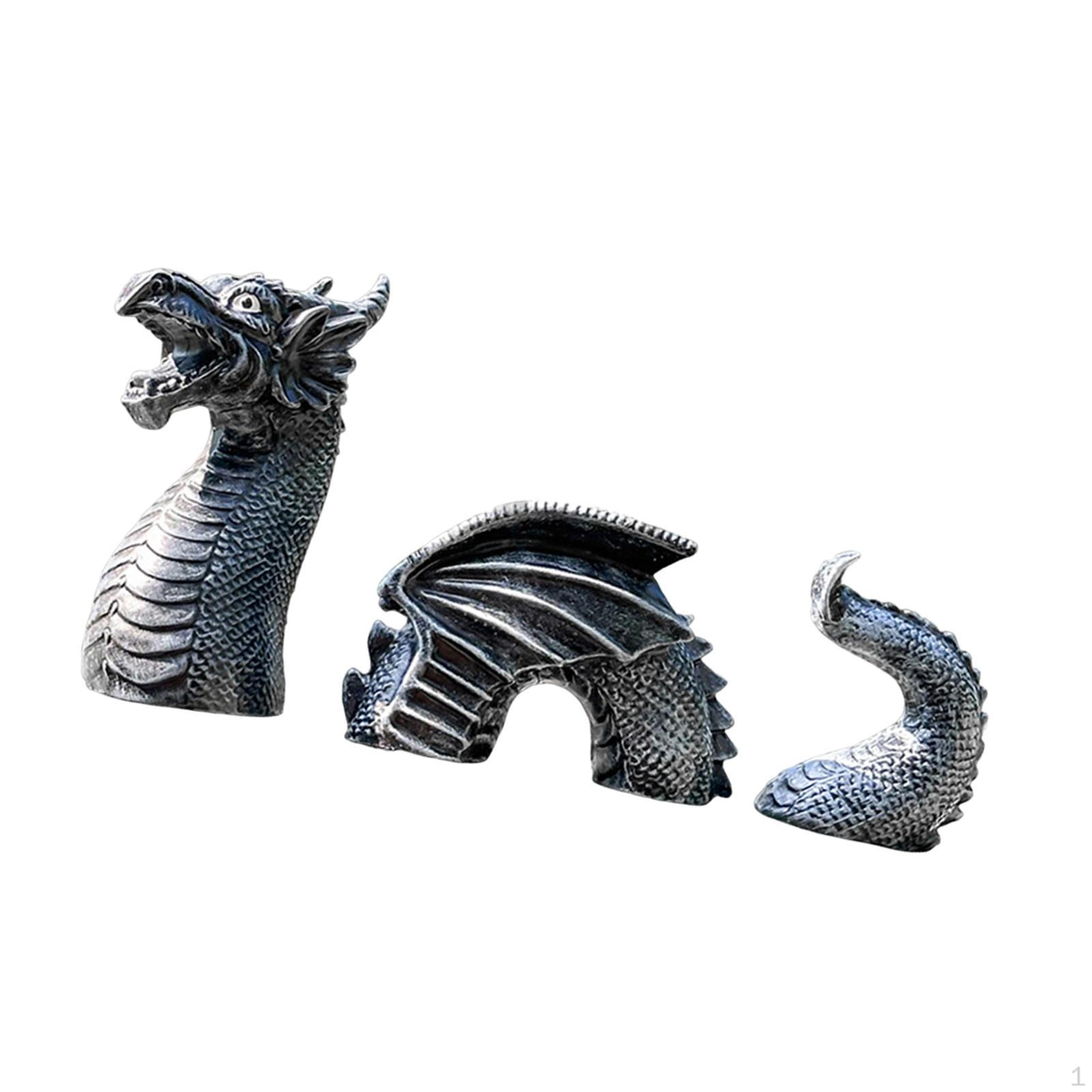 

Three Section Dragon Sculpture Garden Statue Gift Decoration Vinyl Figurine Landscape Ornament for чёрный