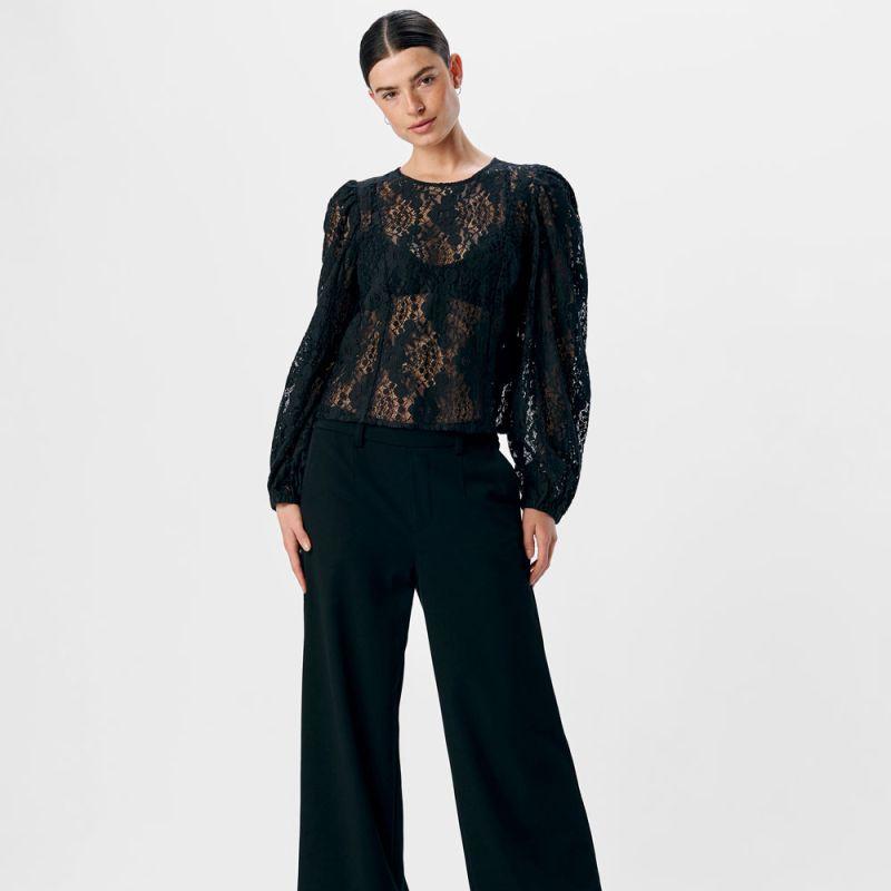Blouse à dentelle Beverly manches longues Femme OBJECT