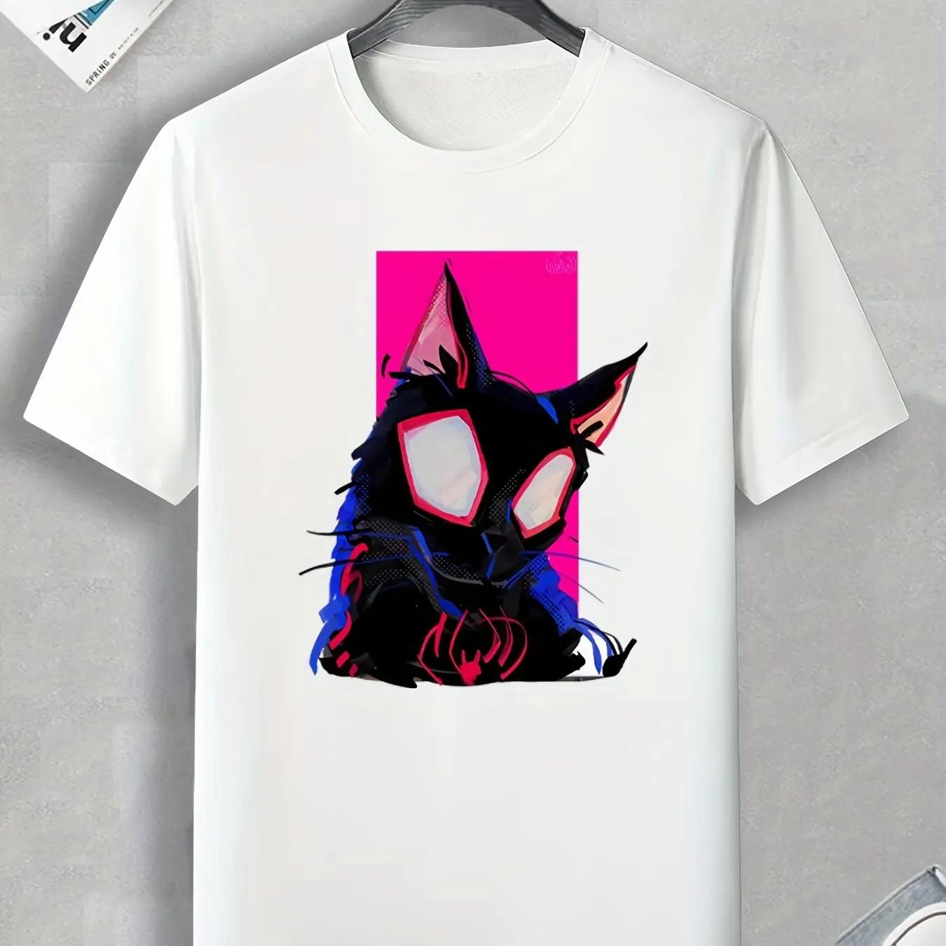 

Аниме Паук Кошка Принт Женская Футболка с Круглым Вырезом Графический Дизайн Повседневные Удобные Футболки на Лето Женская Одежда Топы 4XL