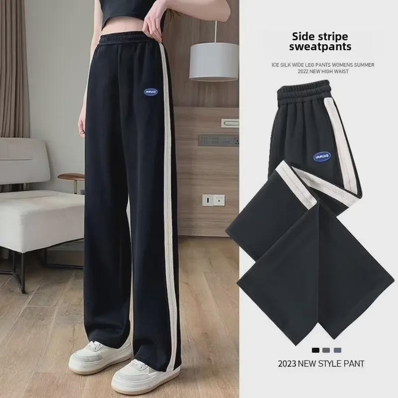 Pantaloni de trening casual drepți cu picior larg pentru fete Primăvară/Toamnă 2024