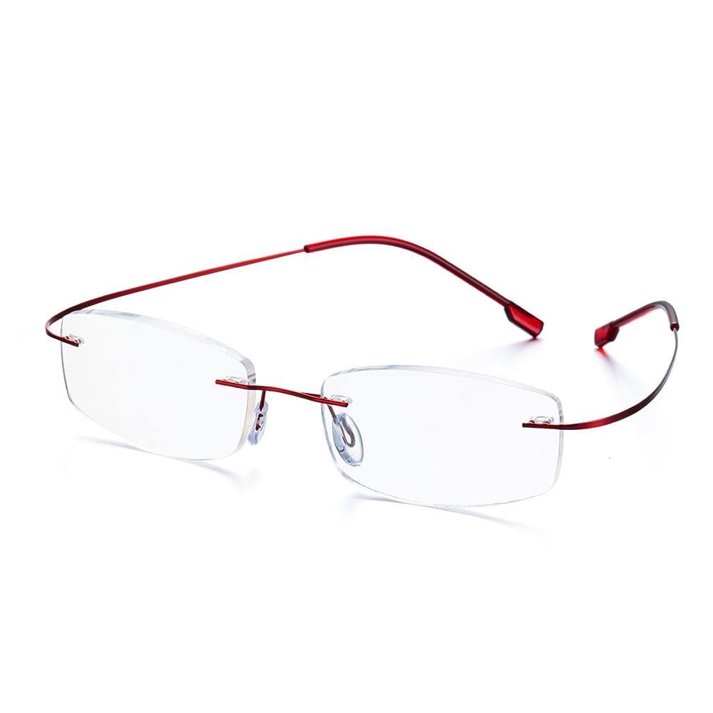 Ultraleichte randlose Lesebrille für Damen und Herren, Memory-Titan, Lesebrille für Alterssichtigkeit, Klassisches Design