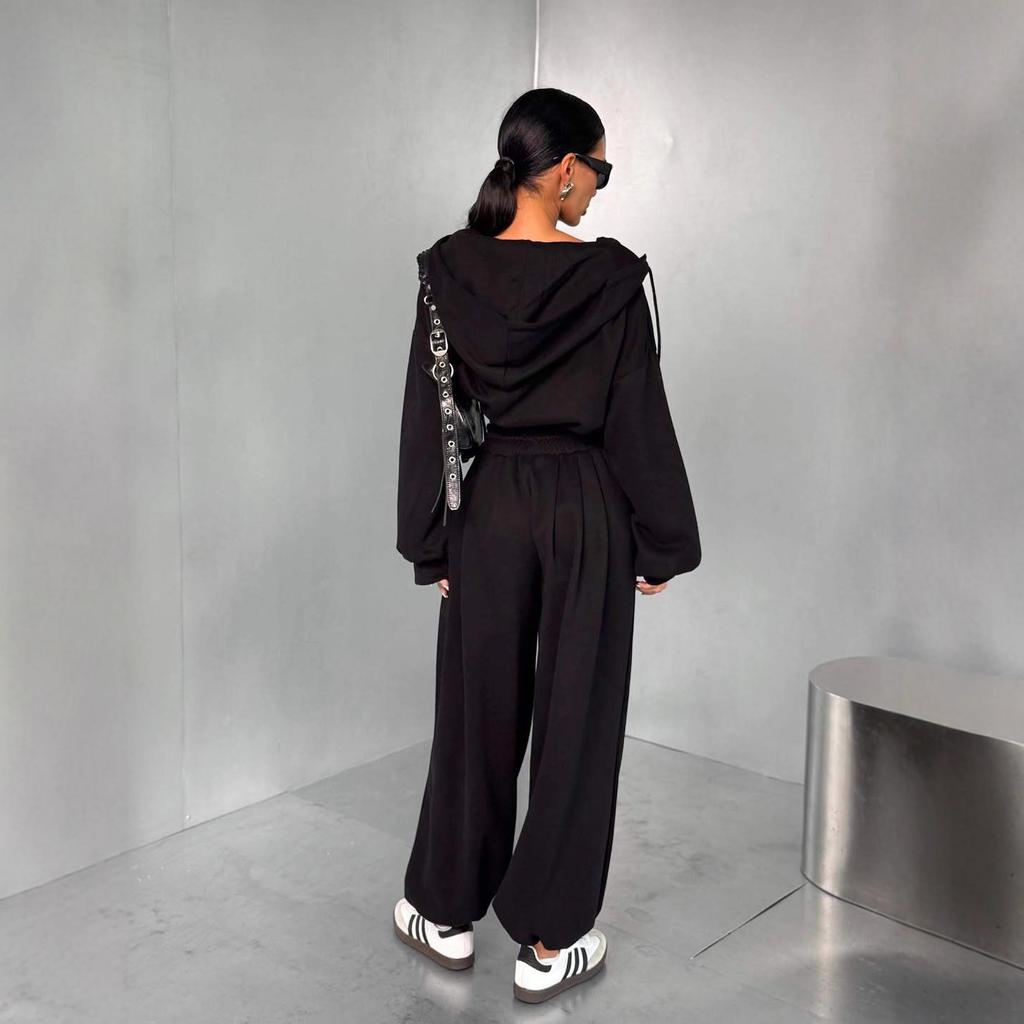 2025 Cross-border European and American Women's Clothing Amazon Hooded Long-sleeved Zipper Sports Casual Pants Commuter Fashion Suit