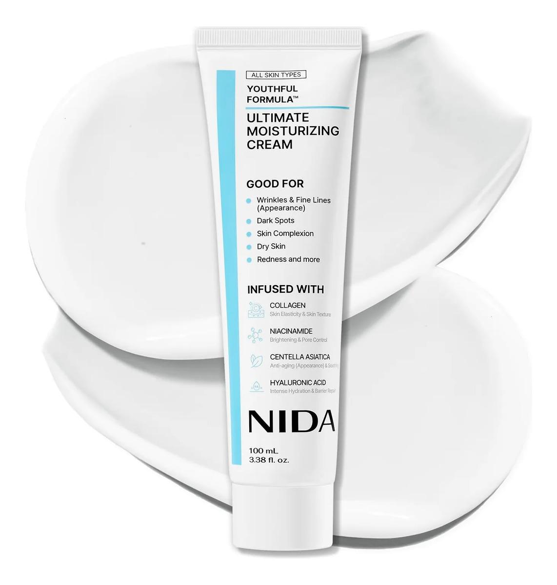 Ultimative Feuchtigkeitscreme 100ml, Jugendliche Formel Vielseitige Gesichtscreme mit Niacinamid, Centella Asiatica & Hyaluronsäure All skin type white