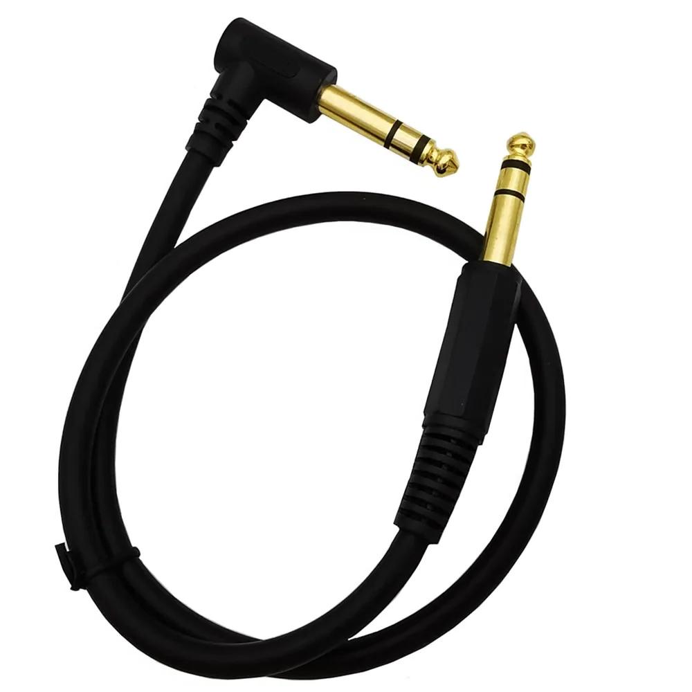 Right Angle To Straight 6.35mm 1/4 Inch TRS Instrument Cable Gold Plated Balanced Stereo Audio Cord For Electric Guitar Bass Keyboard Amplifier Wire