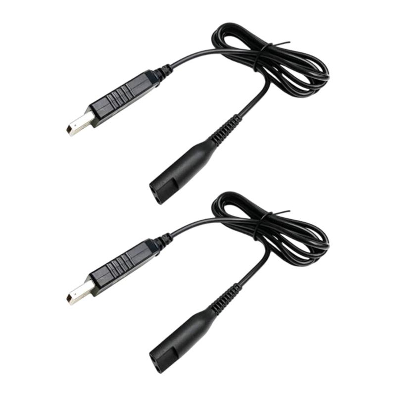 Pack of 2 USB Charging Cords Flexible Charging Cables for Electric Shavers PVC and Copper Construction 1.2M Length