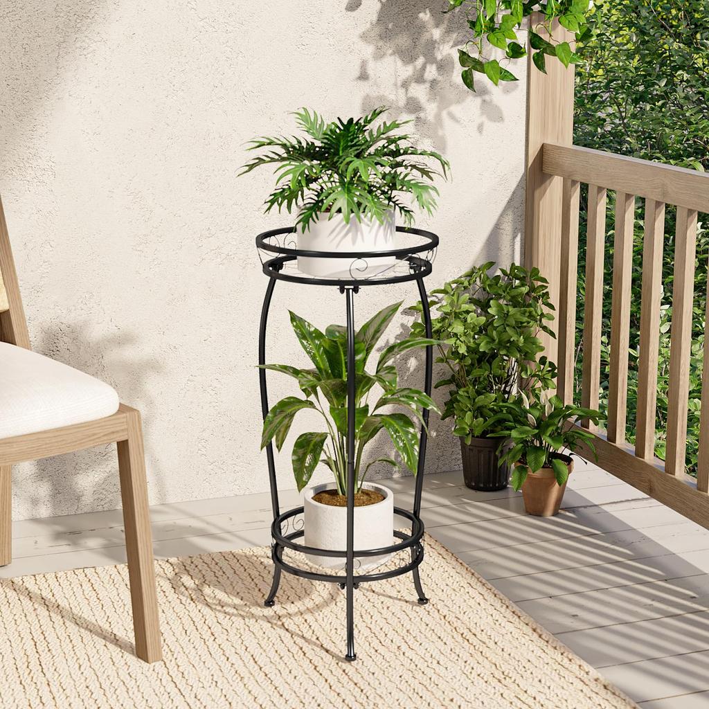 Bamworld Flower Stand, 2-Tier Indoor Plant Stand, Planter Stand, Outdoor Plant Stand, Pot Stand, Garden, Balcony, Stylish