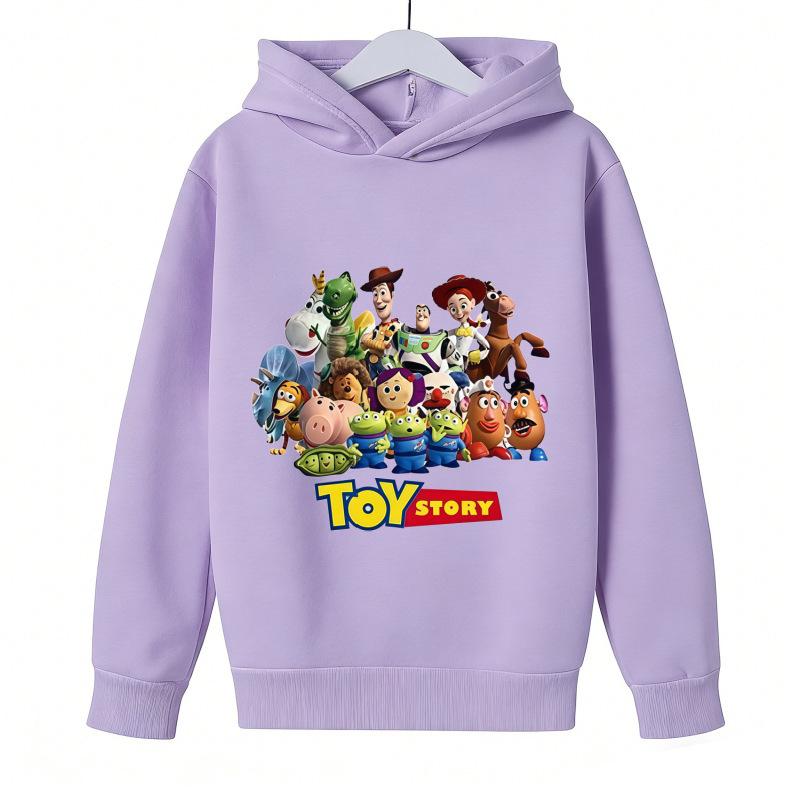 Adorable Toy Story Characters Light Purple Hoodie for Kids – Energetic Spring & Autumn Cartoon Jacket