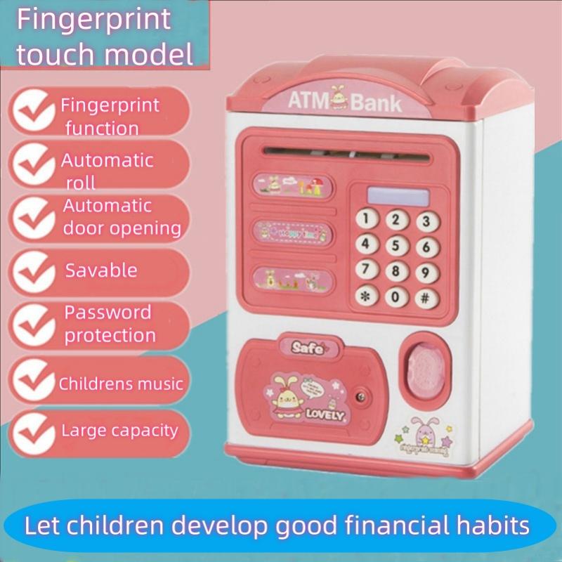 Banknote fingerprint deposit box Electronic ATM Coin deposit box Cash safe Large space bank Children s password lock Birthday gi